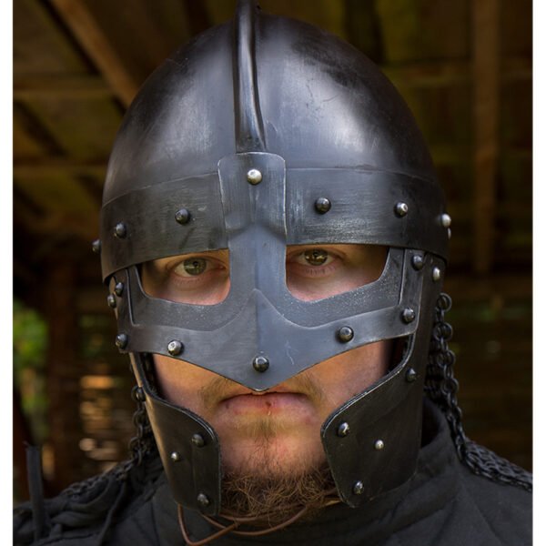 558 Viking Raven Helmet With Chainmail Black Finish