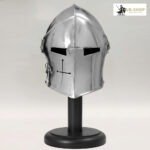 Knight Barbute Helmet Visored  - Silver 1.2MM Steel