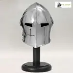Knight Barbute Helmet Visored - Silver 1.2MM Steel 1 barbuta helmet silver