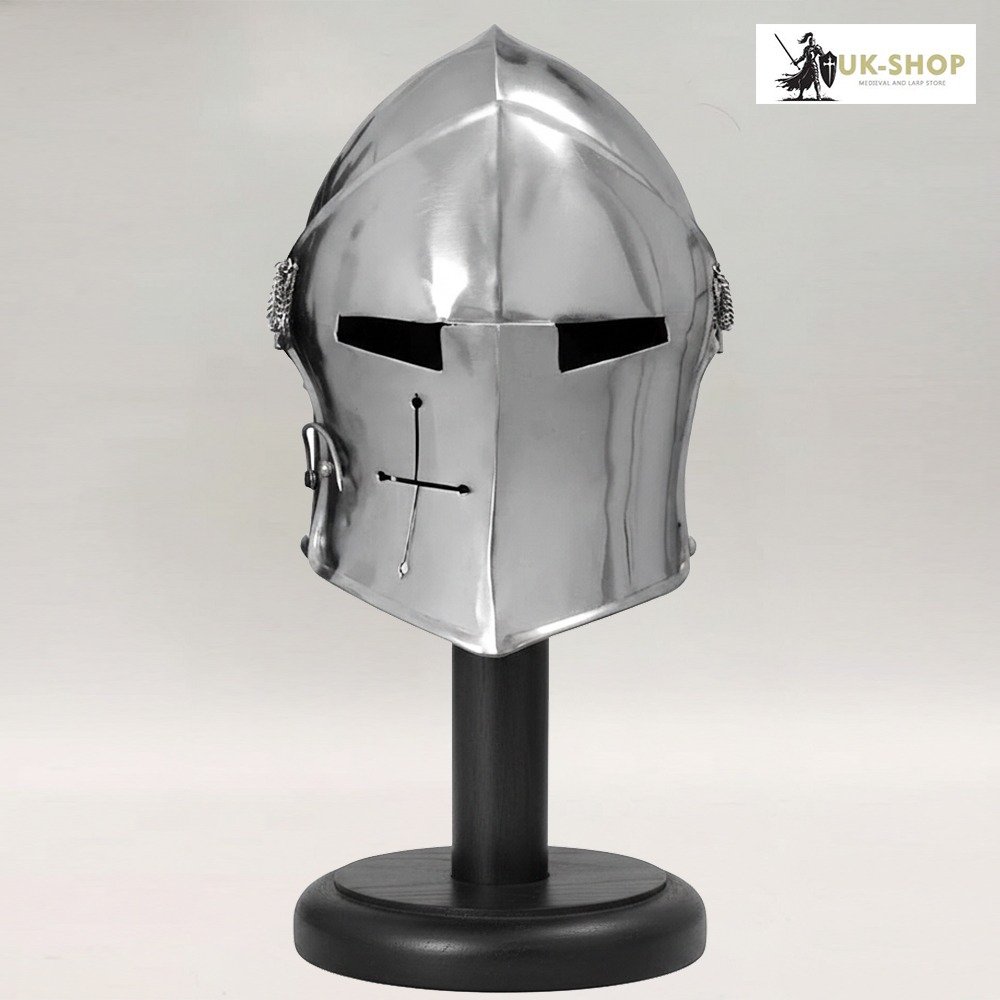 barbuta helmet silver barbuta helmet silver Knight Barbute Helmet Visored - Silver 1.2MM Steel