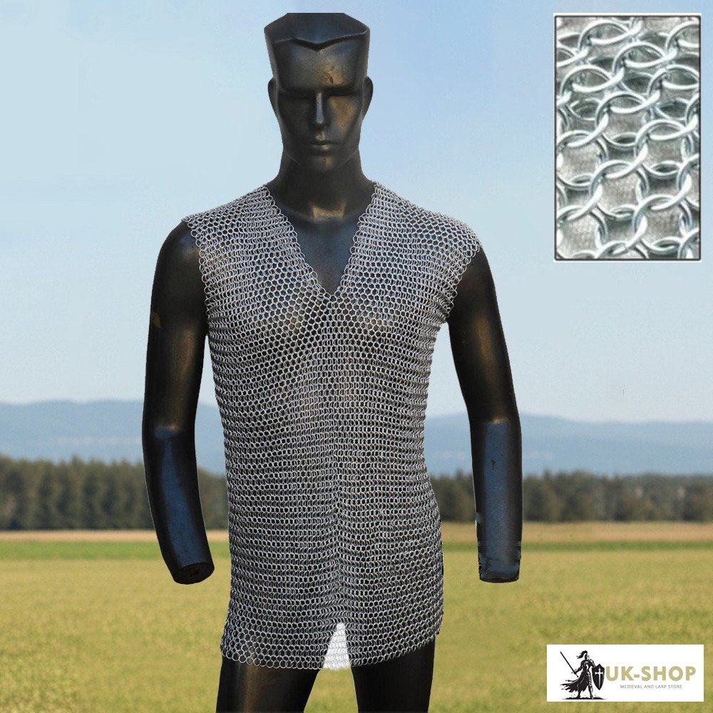 butted chainmail shirt sleeve less butted chainmail shirt sleeve less Aluminum Chainmail Shirt Vest 9MM - 16 Gauge Butted Round Ring