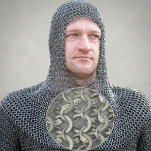 Aluminium Chainmail Coif 9mm Round Ring Riveted with Solid Ring