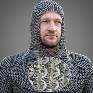 Aluminium Chainmail coif 9mm Flat riveted with solid rings coif