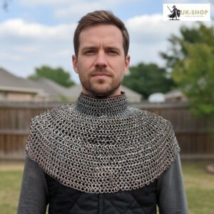 Chainmail Collar 9mm Flat Ring Riveted, Alternative Solid Rings Mild Steel