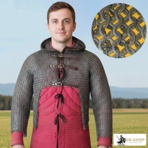 Chainmail Half Hauberk, 9mm Flat Ring Dome Riveted With Solid Ring