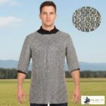 chainmail haubergeon flat ring rivted half sleeve 1