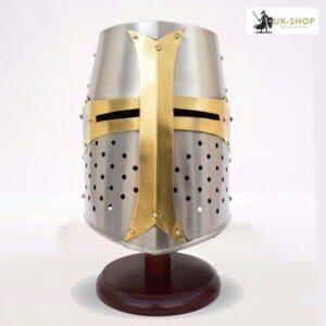 Medieval Crusader Helmet Silver Finish 1.2MM Steel