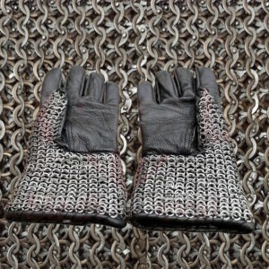 9mm Riveted Chainmail Gloves Flat Ring Steel Gauntlets for Medieval