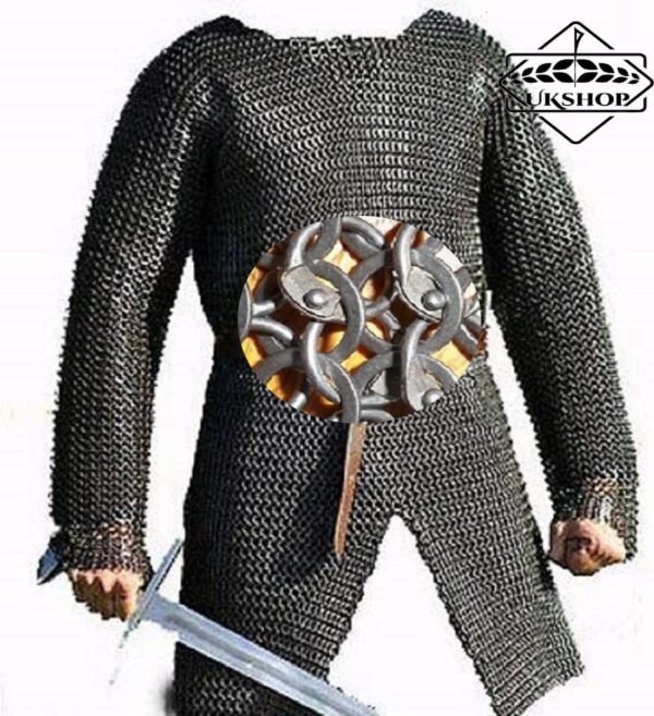 9mm Chainmail shirt, Full Sleeves 9MM Round Riveted With Solid Rings Chainmail shirt, Thanks giving gift