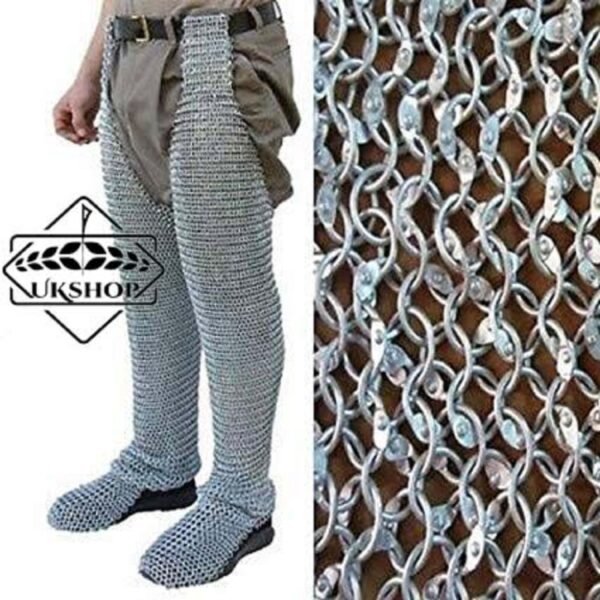 il fullxfull.2047647144 9pgj 1 Chainmail Leggings, 9mm Round Riveted Chainmail Chausses Galvanized Leg Cowboy Costume Legs, Thanksgiving gift