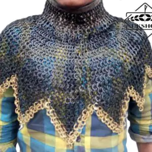 Chainmail Collar 9mm Flat Ring Riveted with Washer Brass Trim
