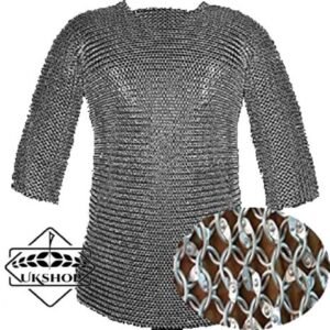 Chainmail Hauberk, Aluminum 10MM Round Riveted Half Sleeves