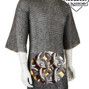 Chainmail shirt Half Sleeves, 6MM Round Riveted With Solid Rings