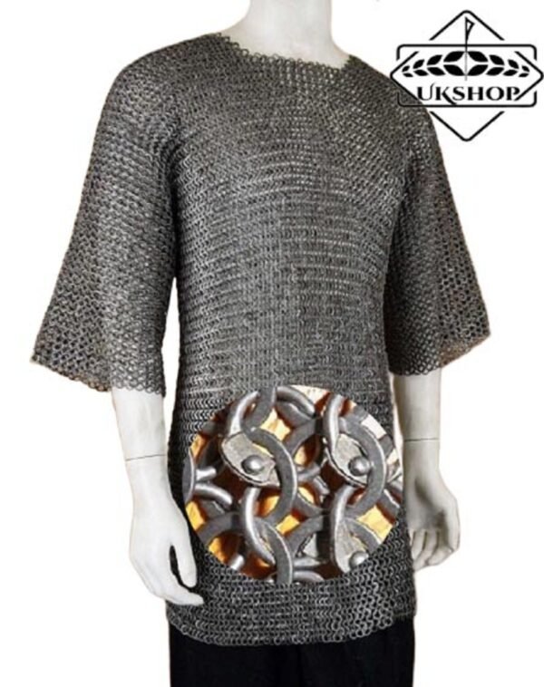Chainmail shirt Half Sleeves, 6MM Round Riveted With Solid Rings