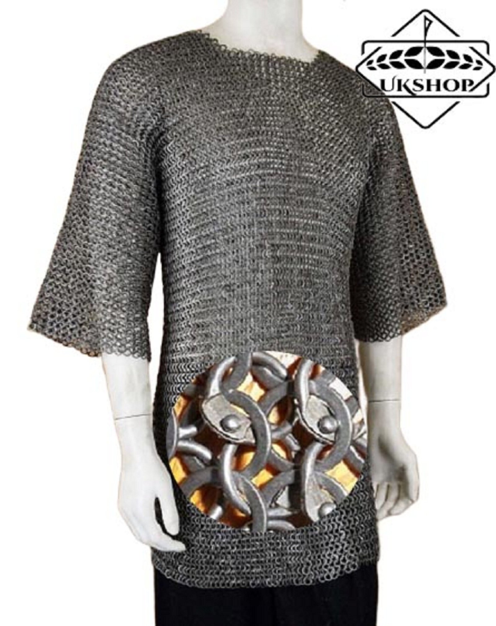 Chainmail shirt Half Sleeves, 6MM Round Riveted With Solid Rings