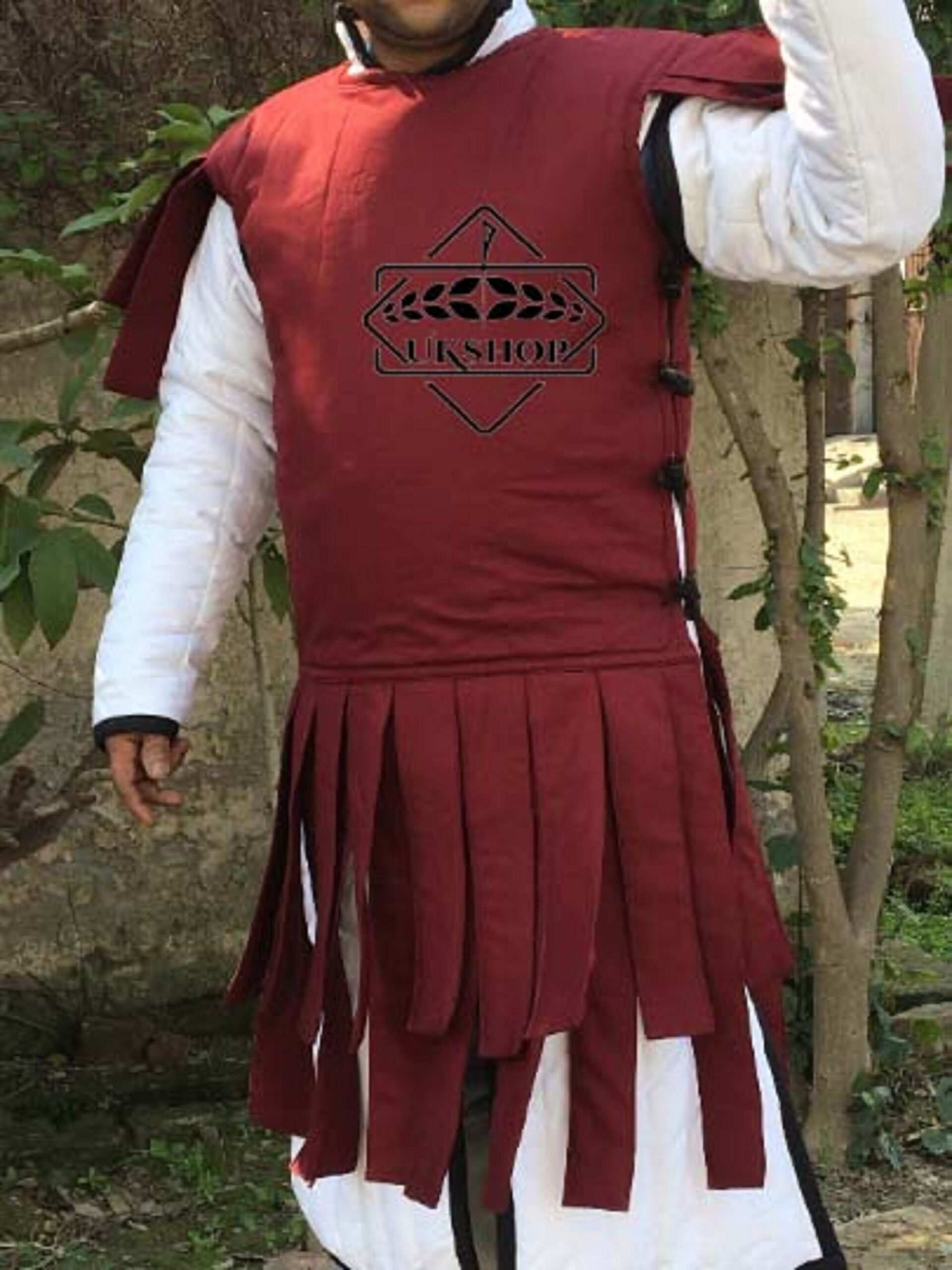 thumbnail interactive-video image 1 of Medieval Roman Subarmalis - Thick Padded Cotton Sleeveless Gambeson In Multiple Colors 1 of 12