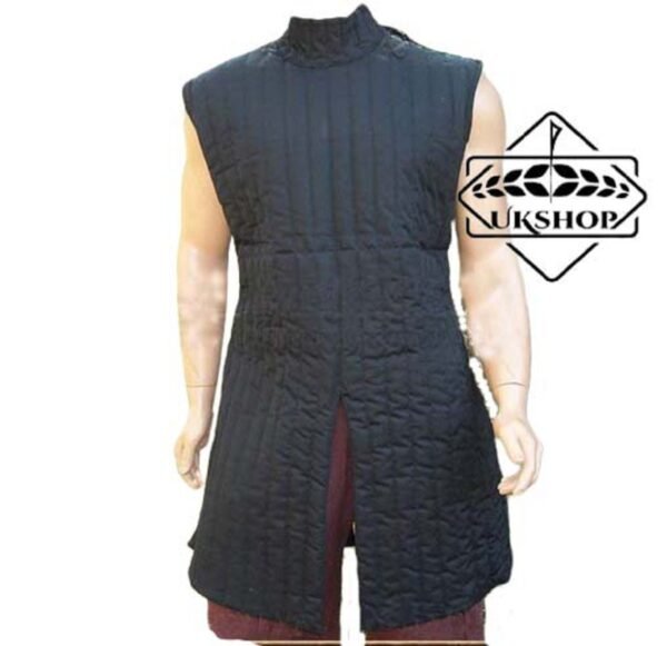 Designer Black Medieval Sleeveless Gambeson, Shoulder Openside For SCA Larp, Thanks giving gift