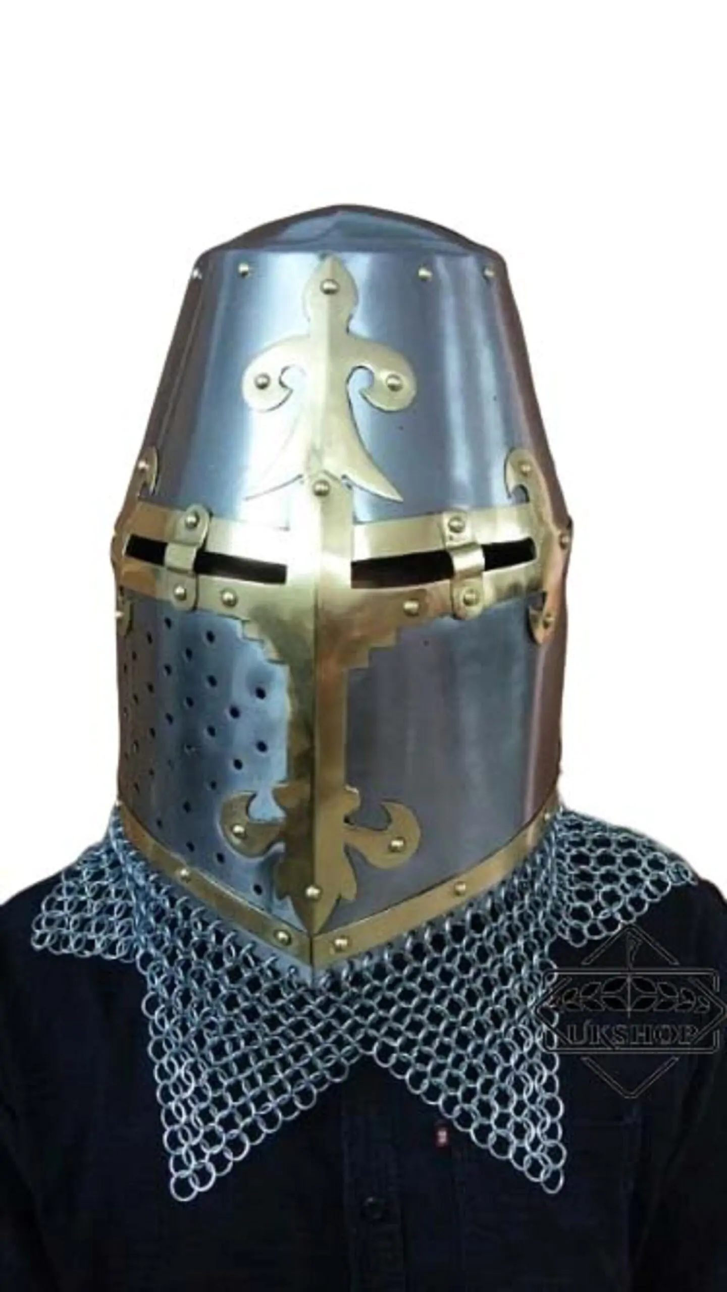 il_fullxfull.2240180760_8gu0.jpg il fullxfull.2240180760 8gu0 scaled Great Crusader Helmet, King Helmet in 18 Gauge Steel Brass, Thanks giving gift
