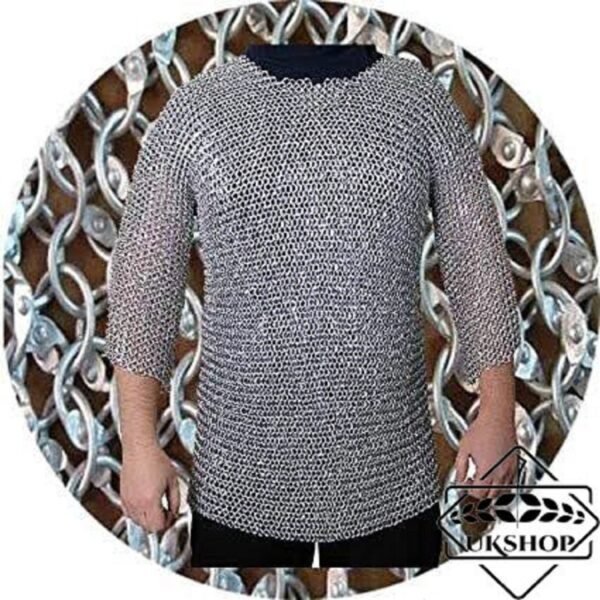 il fullxfull.2287787163 fikd 1 Aluminum Chainmail shirt, 9 MM Round Riveted Chainmail Shirt, Half Sleeves Chainmail Shirt, Thanksgiving gift
