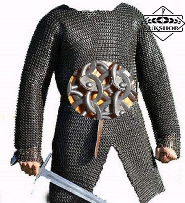 Chainmail shirt, 6mm Round Riveted with Solid rings Full Sleeves
