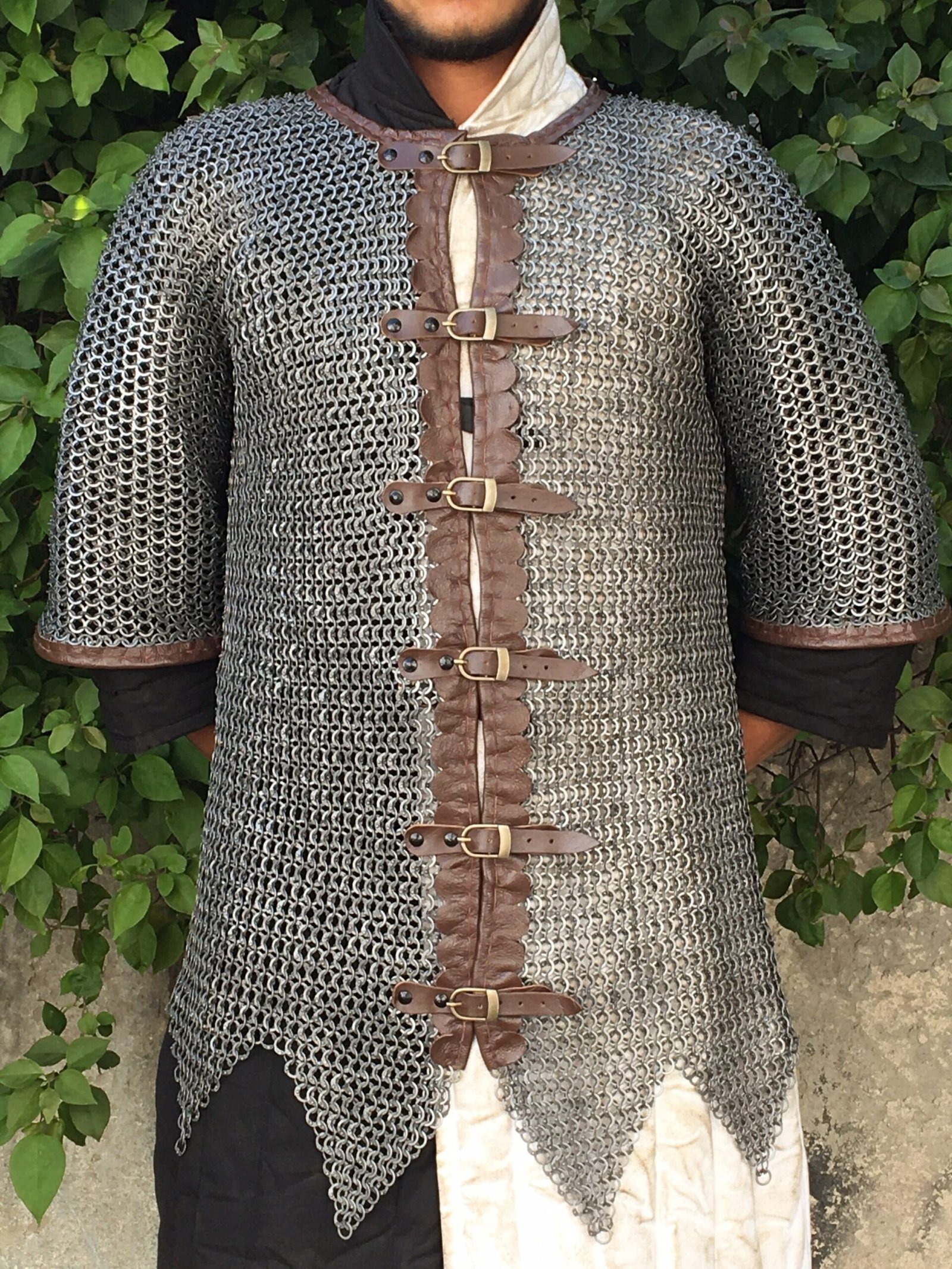 9MM Flat ring popular Flat Riveted Half Sleeves Chainmail Shirt |