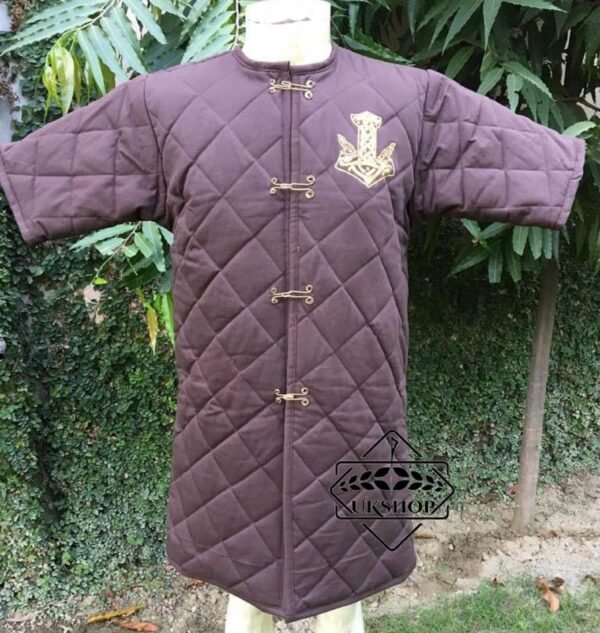 Viking & Norse Embroidered Gambeson,Short Sleeves Gambeson, Thanks giving gift