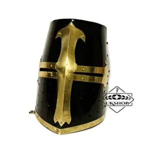 Medieval Crusader Templar Knight Black Helmet Holy Cross Templar Jerusalem Crusader Helmet | Thanks giving gift