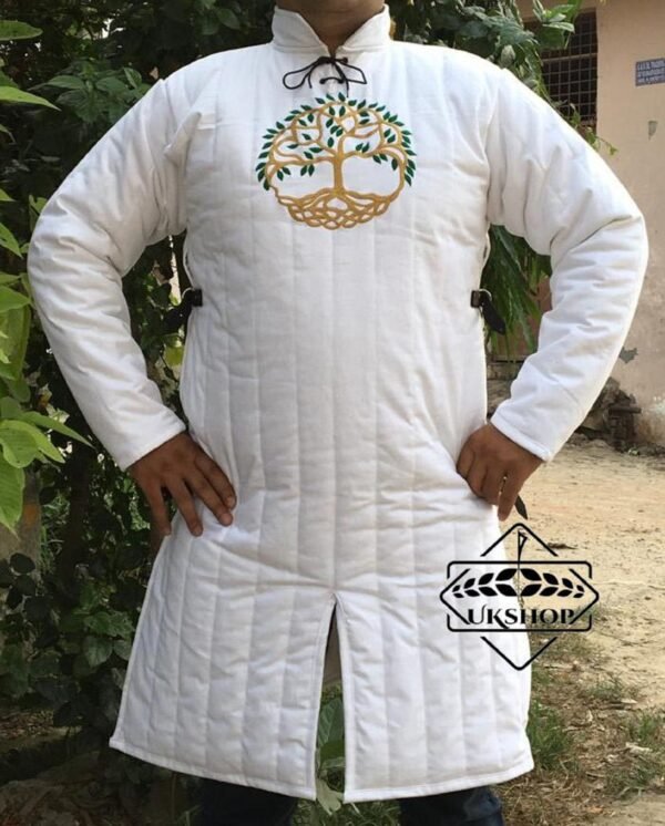 Embroidered Roman Tree white gambeson, long sleeve gambeson, Thanks giving gift