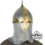 Medieval Boyar Helmet 18G Steel with Chainmail