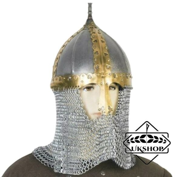 Medieval Boyar Helmet 18G Steel with Chainmail