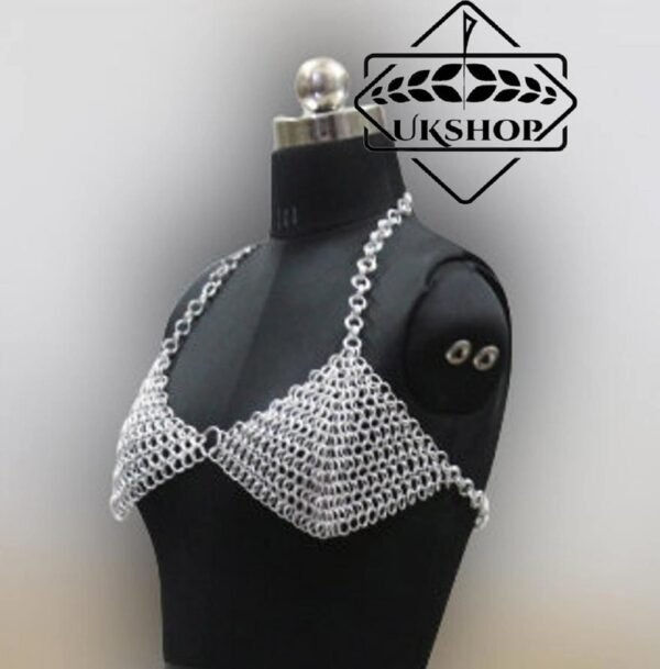 Chainmail Top with Skirt, Aluminium Sexy Bra, Handmade gift