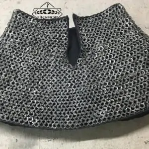 Stainless Steel medieval Aventail with Cotton Padded, 9mm Chainmail Aventail Flat riveted, Easter