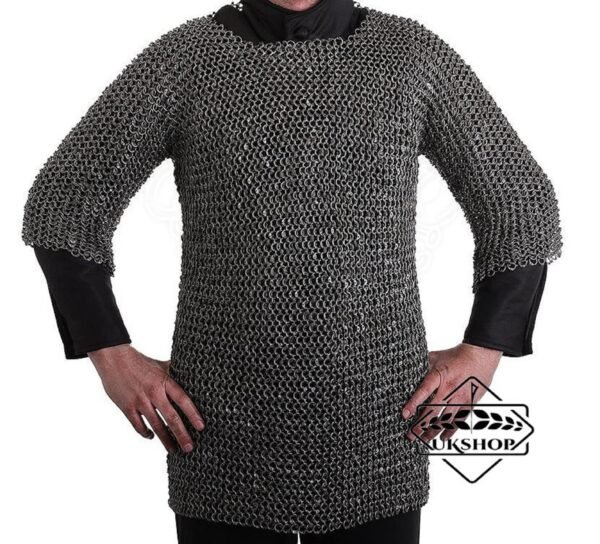 9MM Stainless Steel Chainmail Shirt, Flat Ring Round Riveted chainmail shirt Half Sleeves, Thanks giving gift