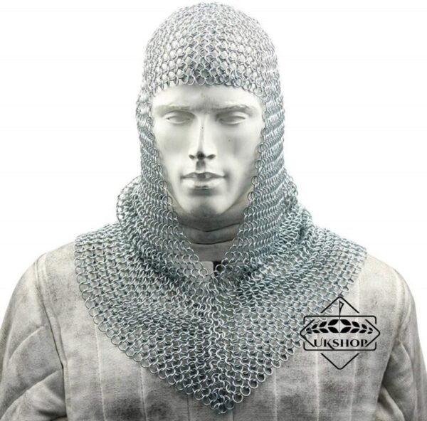 il fullxfull.3118394731 9a64 1 Chainmail Coif, 10mm Neck Chainmail Hood, Butted chainmail coif, Thanks giving gift