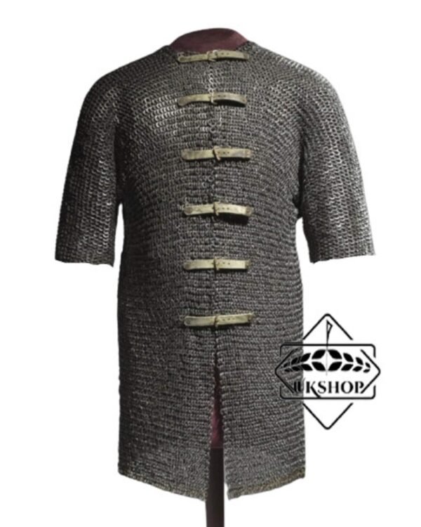 il fullxfull.3129465885 7aqm 1 chainmail shirt, 9MM Flat Riveted With Solid rings front open Chainmail Hubergeon