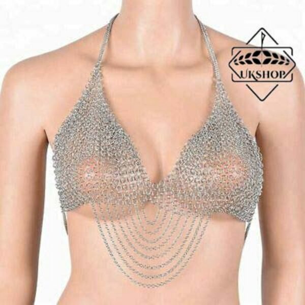 Sexy lingerie Set cosplay, Aluminium Butted Chainmail Bra, mother day gift