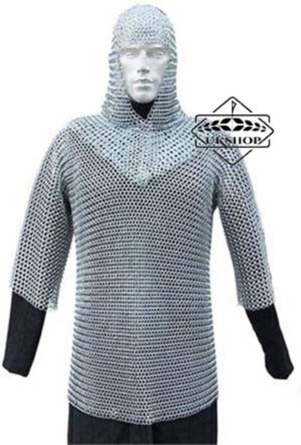 il fullxfull.3398037530 kt9r scaled Butted Chainmail Shirt With Coif, Aluminum ChainMail Haubergeon, Easter
