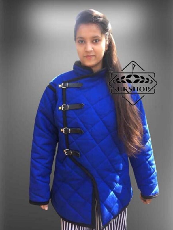 il fullxfull.3415725956 4ujt scaled Medieval Blue Female Padded Gambeson, Long sleeves Gambeson, Thanks giving gift