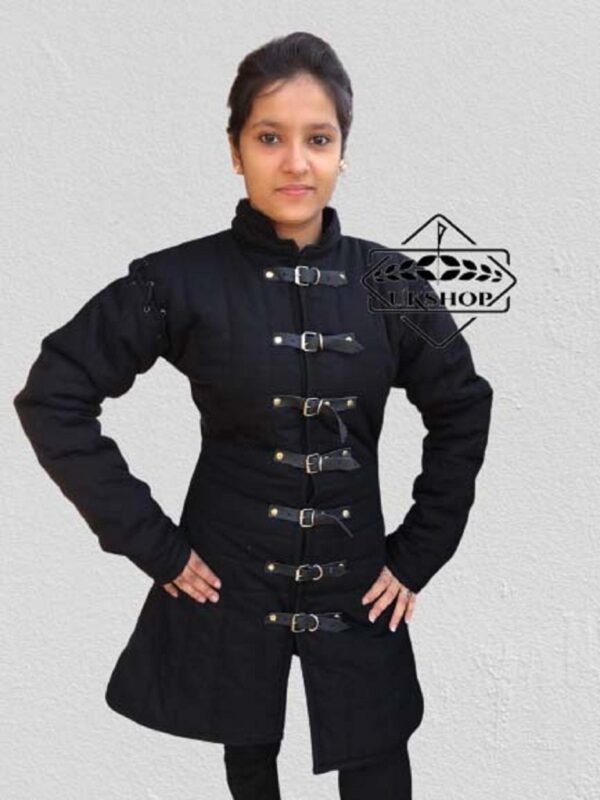 il fullxfull.3472569385 8a4c scaled Medieval Black Female Gambeson Full Sleeve Gambeson, Thanks giving gift