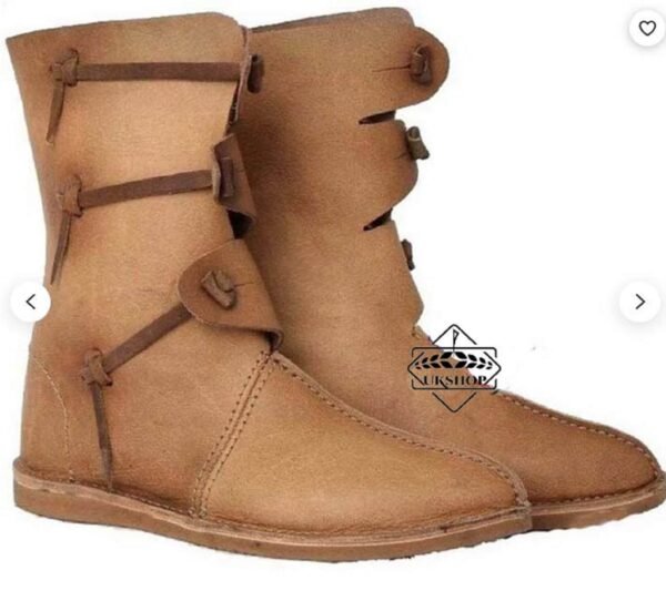 Medieval Leather Boots Viking shoes with Half -high, Viking Medieval Brown Leather Boots, Thanks giving gift