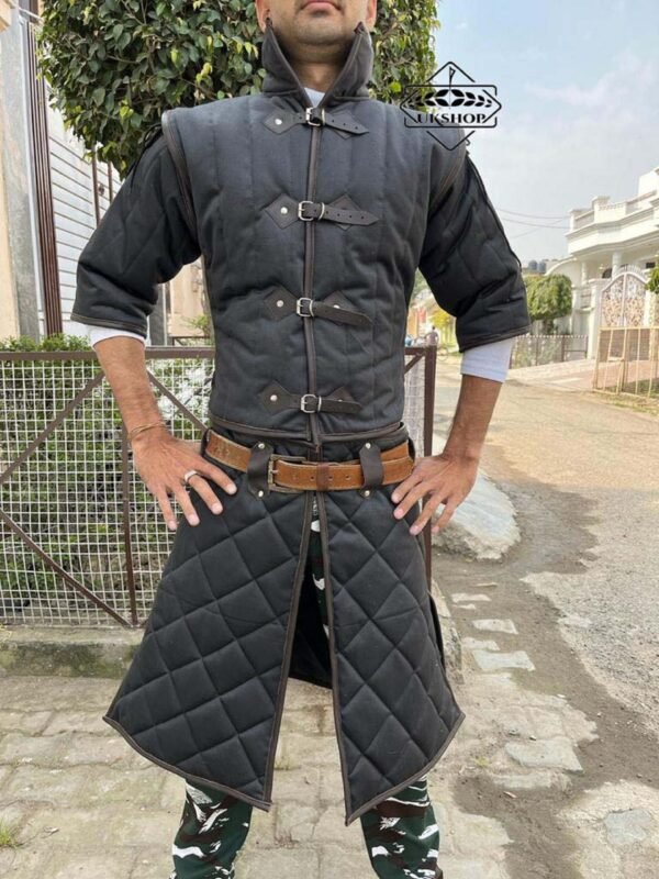 il fullxfull.3930057165 lf15 scaled Medieval Gambeson with Black Leather Trimmed, Thanks giving gift