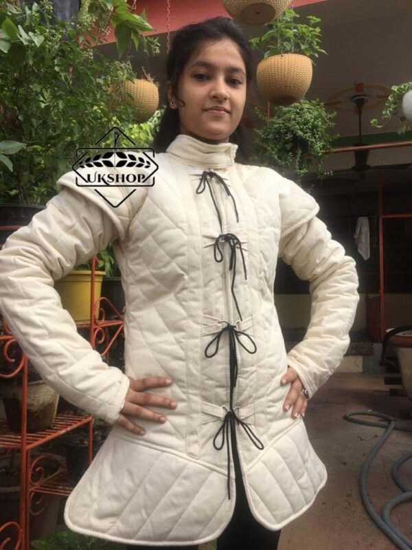 il fullxfull.4256278741 9m7f scaled Ladies White Gambeson For Medieval Events, Thanks giving gift