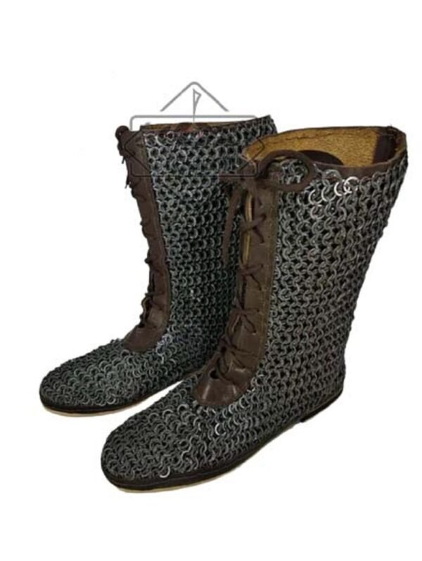 il fullxfull.4511261953 93ct scaled Leather Boots, 10mm Chainmail Shoes Flat Ring All Ring Riveted Medieval Leather Shoes, Thanks giving gift