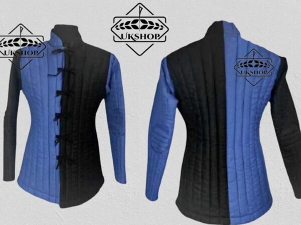 Medieval Blue w Black Padded Gambeson With Full Sleeves, Thanks giving gift