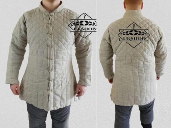 White Costume Gambeson with Full Sleeves, Aketon Gambeson, Thanks giving gift