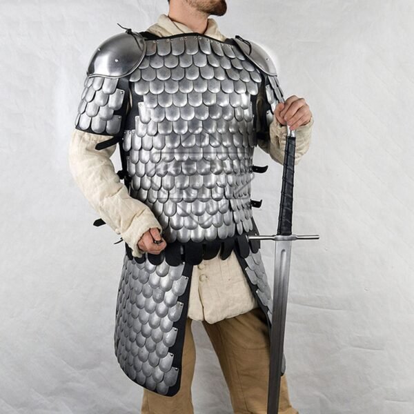 Medieval Scale Body Armor, Leather Liner 20G Steel LARP Costume, Scale Armor, Thanks giving gift