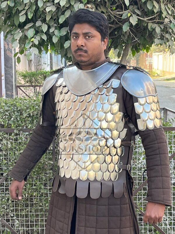 il fullxfull.4637390071 tm98 scaled Medieval Scale Body Armor, Leather Liner 20G Steel LARP Costume, Scale Armor, Thanks giving gift