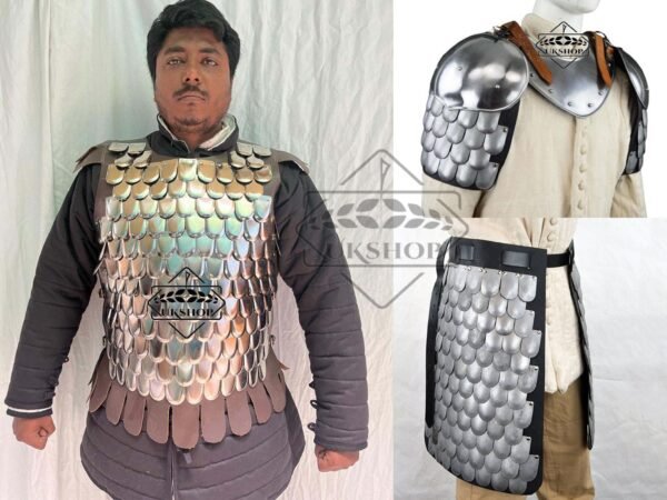 Medieval Scale Body Armor, Leather Liner 20G Steel LARP Costume, Scale Armor, Thanks giving gift