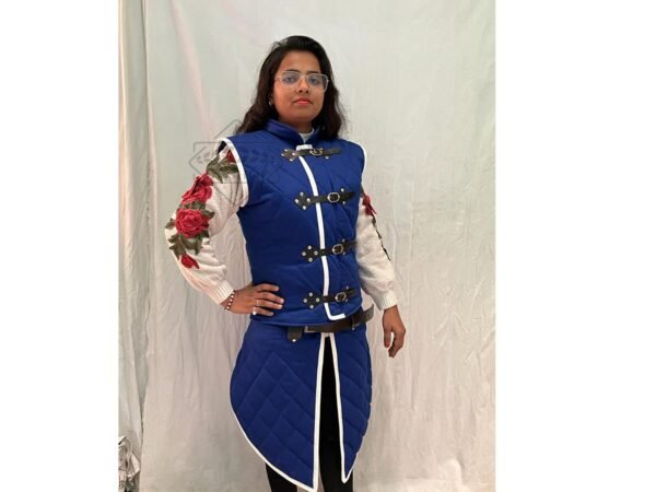 Medieval Female Witcher Costume Gambeson with Brass Buckles, Thanks giving gift