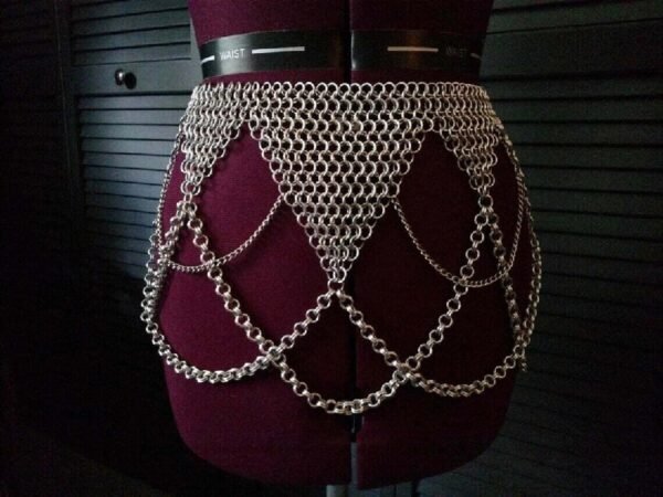 Chainmail Mini Skirt, Swim Chainmail Skirt,Ornamental Belt Belly Dance Belt Aluminium | Mothers day gifts